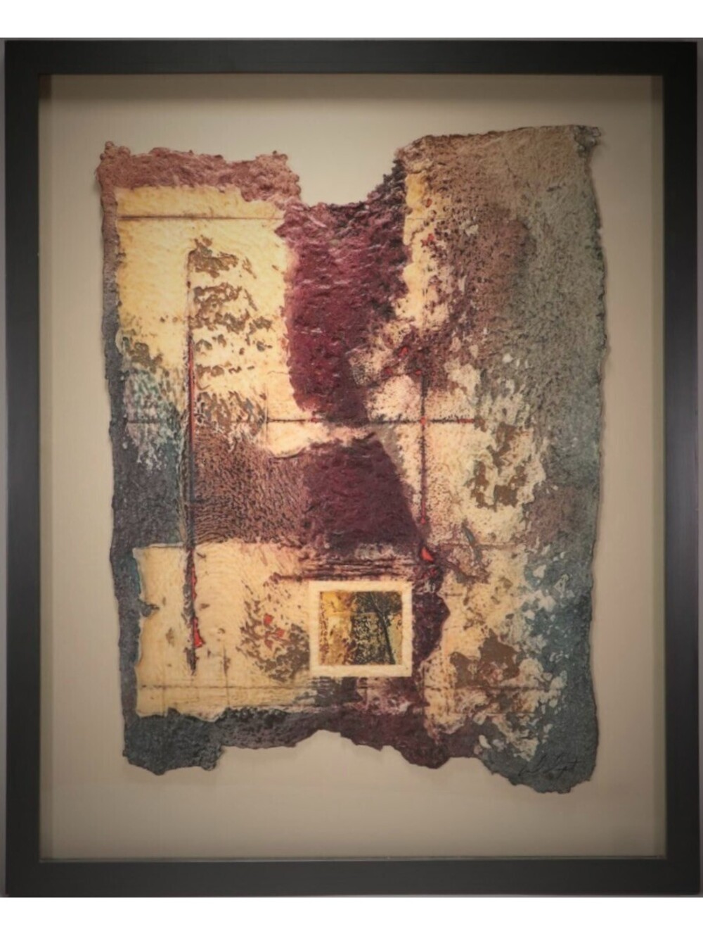 Michel DuPont – Signed Abstract Mixed Media on Handmade Paper – Original 24 × 18